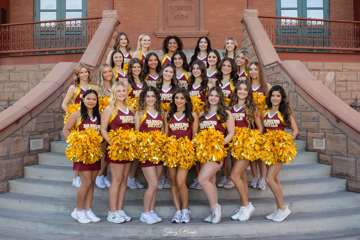 PhotosbySherry's tweet photo. So proud to capture the ASU Dancing Devils together. These team photos are all about unity, confidence, and the energy that makes being a Sun Devil unforgettable. Forks up to this amazing squad! #ASUSpirit #forksup #sundevil #oldmain #chandlerphotographer #asudancingdevils https://t.co/W3bv7yAX2Z