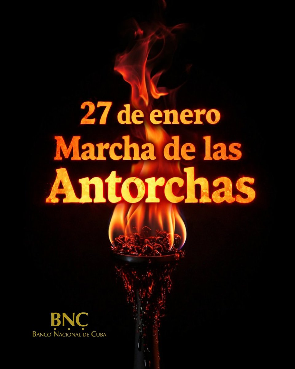 27 de enero de 1953: estudiantes marcharon con antorchas, llevando en alto el ideario de #JoséMartí. No era solo fuego, era conciencia encendida por la libertad. Su luz perdura: la de la memoria, la de la lucha que no se apaga. #MarchadelasAntorchas #bnccuba #sistemabancario