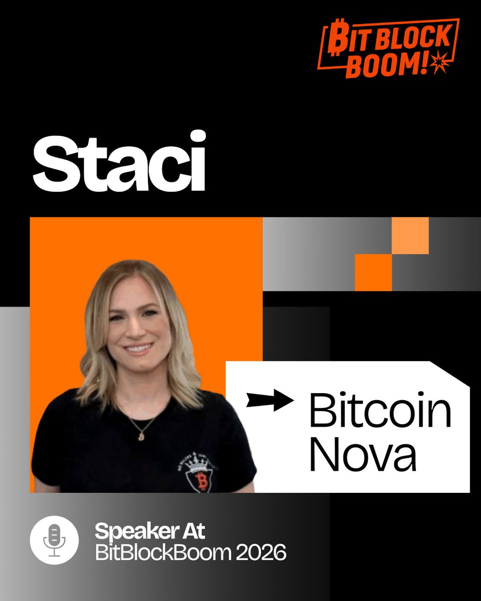 2026 Speaker Announcement Staci! @XSTAC1 hosts The Bitcoin Nova Podcast, a  show focused on Bitcoin education and community discussions. And Advocate  for The Bitcoin Army on X. Get your tickets https://t.co/JkkknwUcHj  #bitblockboom #