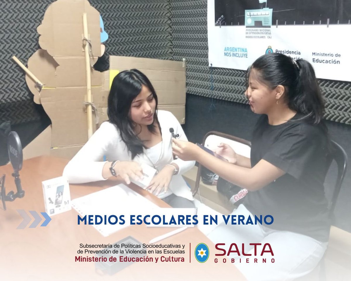 🎙️ Medios Escolares fortalece la participación juvenil durante el verano

🗓️ El Programa de Medios Escolares continúa activo, promoviendo la inclusión, la expresión juvenil y el trabajo colaborativo a través de propuestas educativas.
<a href="/EducacionsaltaM/">MEducacionsalta</a> <a href="/CristinaFioreV/">CristinaFioreV</a> <a href="/AleWilliamsB/">Ale Williams Becker</a>