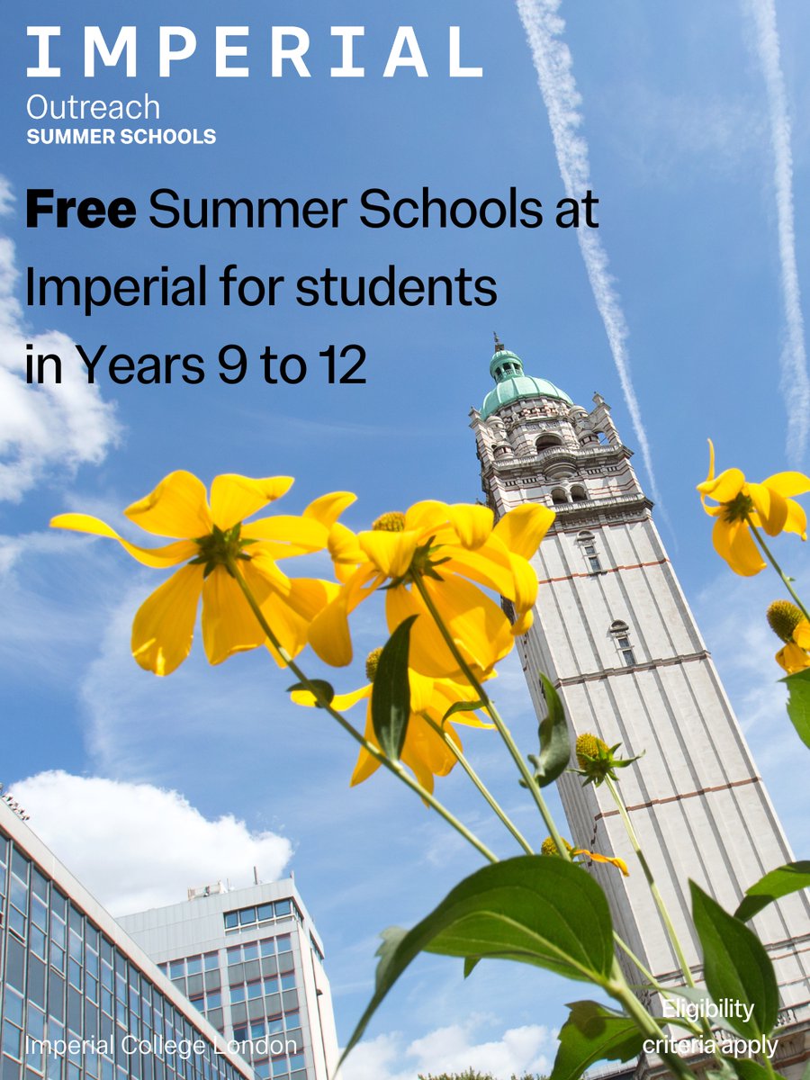 📢📢 Are you a teacher of students in Years 9 to 12? Our FREE residential and non-residential summer schools on our South Kensington Campus provide great opportunities for them to explore #STEM. Visit our #summerschools pages: linktr.ee/icoutreach #teachers #science #maths