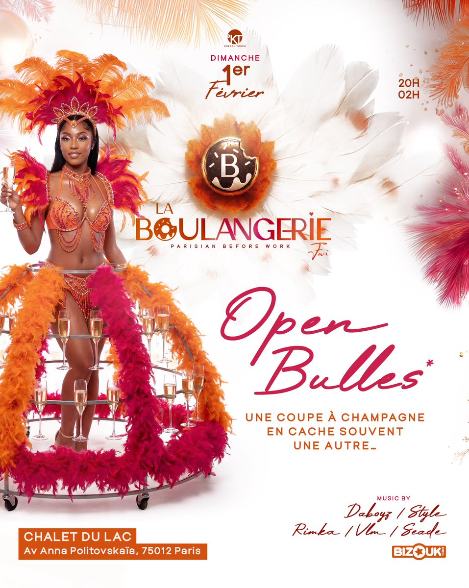 Le Dimanche…. Je Bulle à la Boulangerie…🍾🥂

🥐 LA BOULANGERIE FWI 🥐
PARISIAN BEFORE WORK

🎭 Avant la parade, il y a le rituel.
Celui où l’on se retrouve, où l’on trinque, où l’on laisse monter l’énergie avant les jours gras.

🥂 OPEN BULLES*
Une coupe en cache souvent une