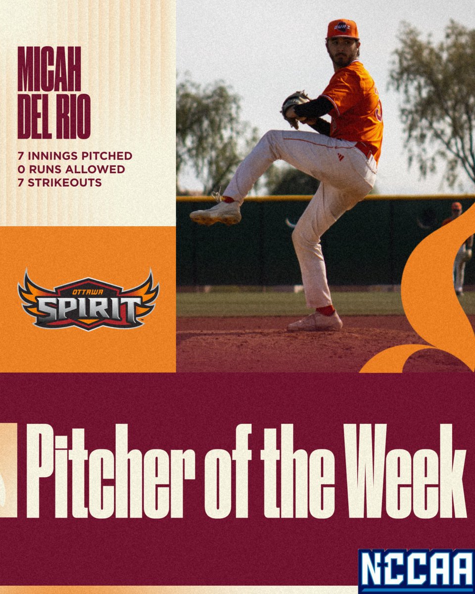 Congratulations to Micah Del Rio of <a href="/OUAZBaseball/">OUAZ Baseball</a> on being named <a href="/TheNCCAA/">NCCAA</a> Pitcher of the Week!

#WeAreOUAZ