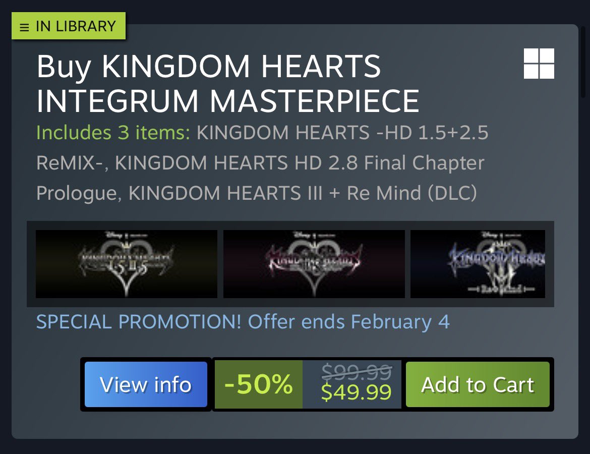 HEY GUESS WHAT…

SQUARE IS HAVING A WINTER SALE AND KINGDOM HEARTS COLLECTION FOR STEAM IS ON THE LIST RIGHT NOW! 

SPREAD THE WORD 🙂