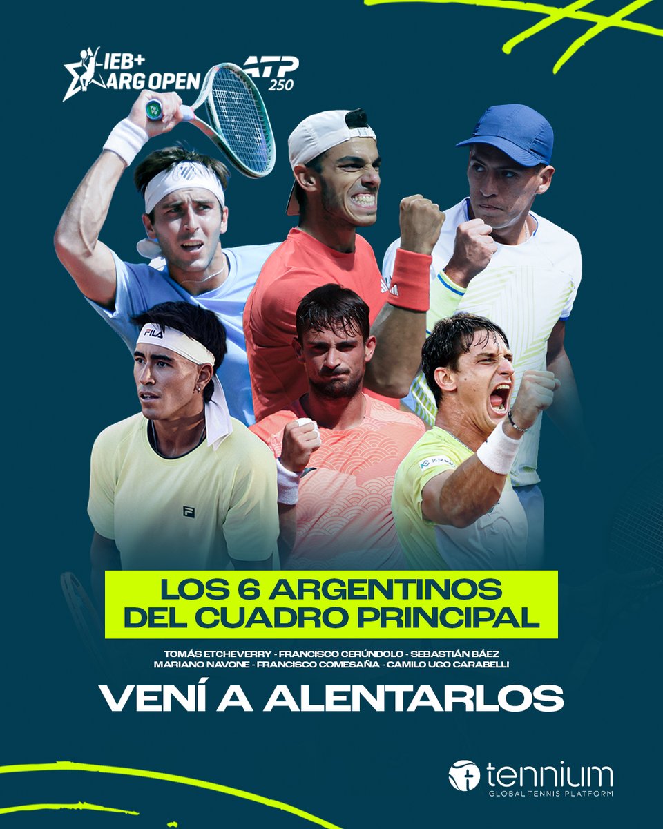 🇦🇷🔥 Ellos son los que van a estar en el cuadro principal y buscan conquistar en casa. 
🎾 ¡VENÍ A ALENTARLOS!

🎟️ Adquirí tus tickets: ticketek.com.ar/argentina-open…