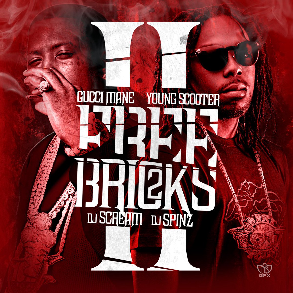 La mixtape du jour: Gucci Mane &amp; Young Scooter - Free Bricks 2

Quelques jours après Street Lottery et Trap God 2, Scooter et Gucci s’associent pour sortir le 2ème Free Bricks, le premier étant avec Future. Vraie suite ou non, le projet est fou. C’est sorti le 28 février 2013.