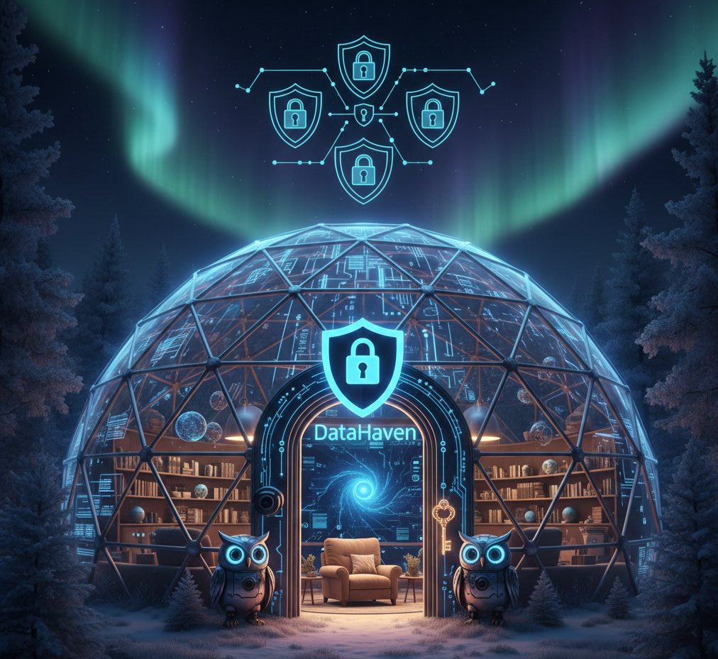 kaidi8040's tweet photo. Digital sanctuary for @DataHaven_xyz. 🏔️Privacy without isolation: a fortress that feels like home. Wisdom, warmth and total security in one geodesic dome.🦉 https://t.co/YAFKQIRrvd