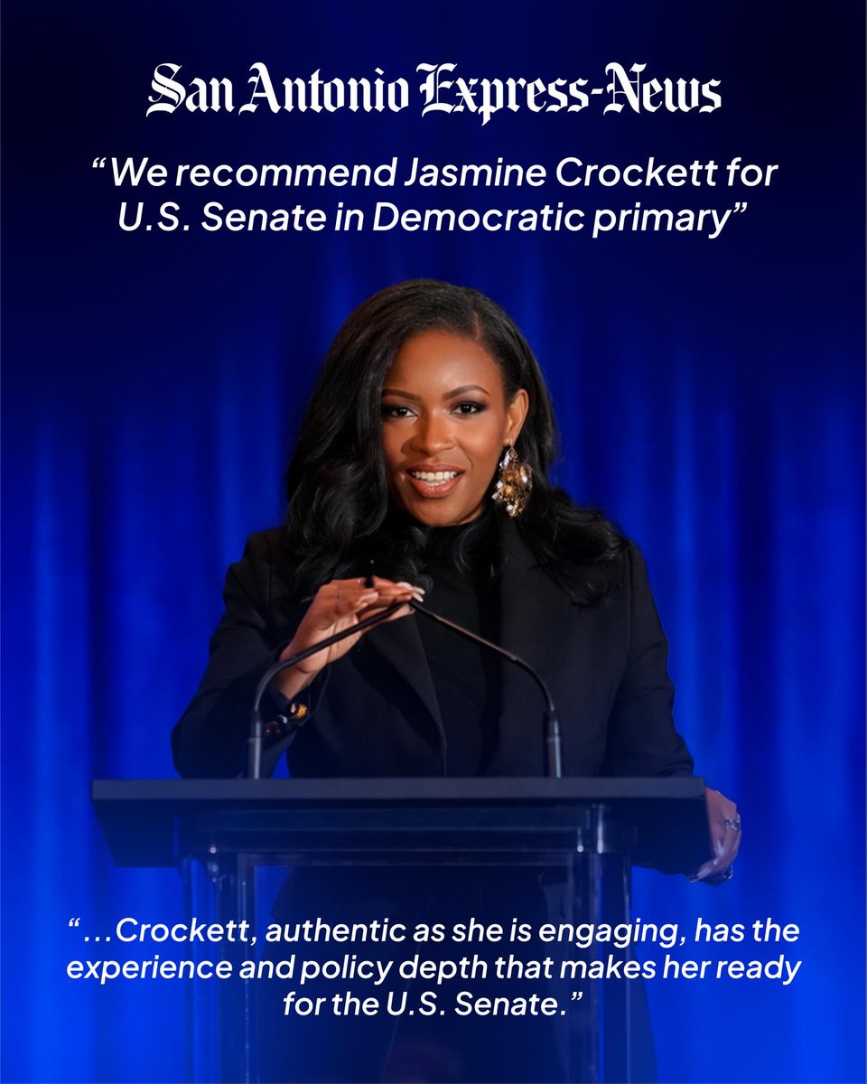 I’m honored to earn the endorsement of the San Antonio Express-News. They’re right. I bring the experience, the policy depth, and the fight this moment demands. I didn’t come this far to play it safe. I came to win for working people across this state. Let’s get to work, Texas!