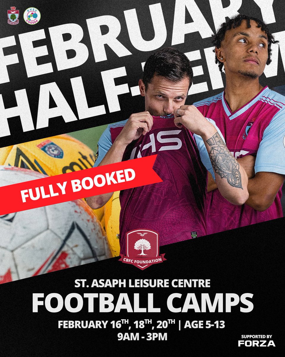 ColwynBayFC's tweet photo. 🙌 Our half-term football camps led by the Colwyn Bay FC Foundation are now fully booked just 50 minutes after launch with over 1️⃣0️⃣0️⃣ local children set to participate!

Should you wish to register your interest to be notified of future events, please email our Community Development Officer, Connor Murphy at connor.murphy@cbfc.wales