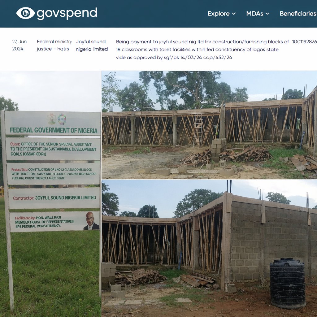 Despite ₦74.5m released for the construction of classrooms at Pobuna Secondary Grammar School, Poka, Epe, Lagos, the project has been shamefully abandoned, raising serious concerns about accountability and value for money.

Even more alarming is the involvement of the Federal