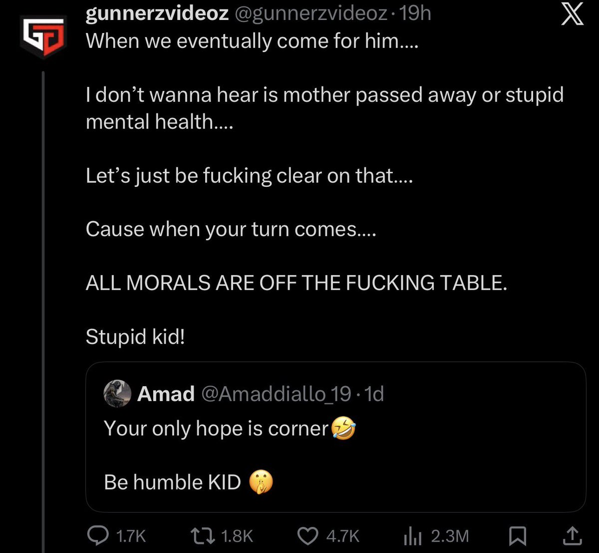 This is why no one rate Arsenal fans. Disgraceful and pathetic tweet