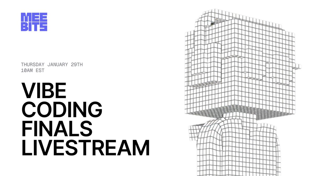 Thank you to everyone who submitted a game/app to the Meebits Vibe Coding Challenge! 

Join us this Thursday January 29th at 10am EST for the Finals Livestream where the MeebCo team will evaluate the top entries and pick the winners of the 5k <a href="/apecoin/">ApeCoin</a> prize pool!