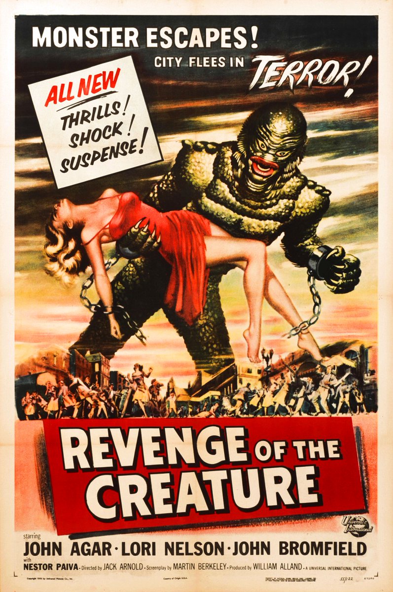 josecal61324860's tweet photo. Revenge of the Creature 1955
Secuela de La Criatura de la Laguna Negra,donde la criatura es capturada y llevada a un acuario en Florida.
#jackArnold repite como director,pero poco puede hacer con un guión tan malo.
#JohnAgar y #LoriNelson son 2 científicos que se dedican a... https://t.co/6Li60xJ9kx