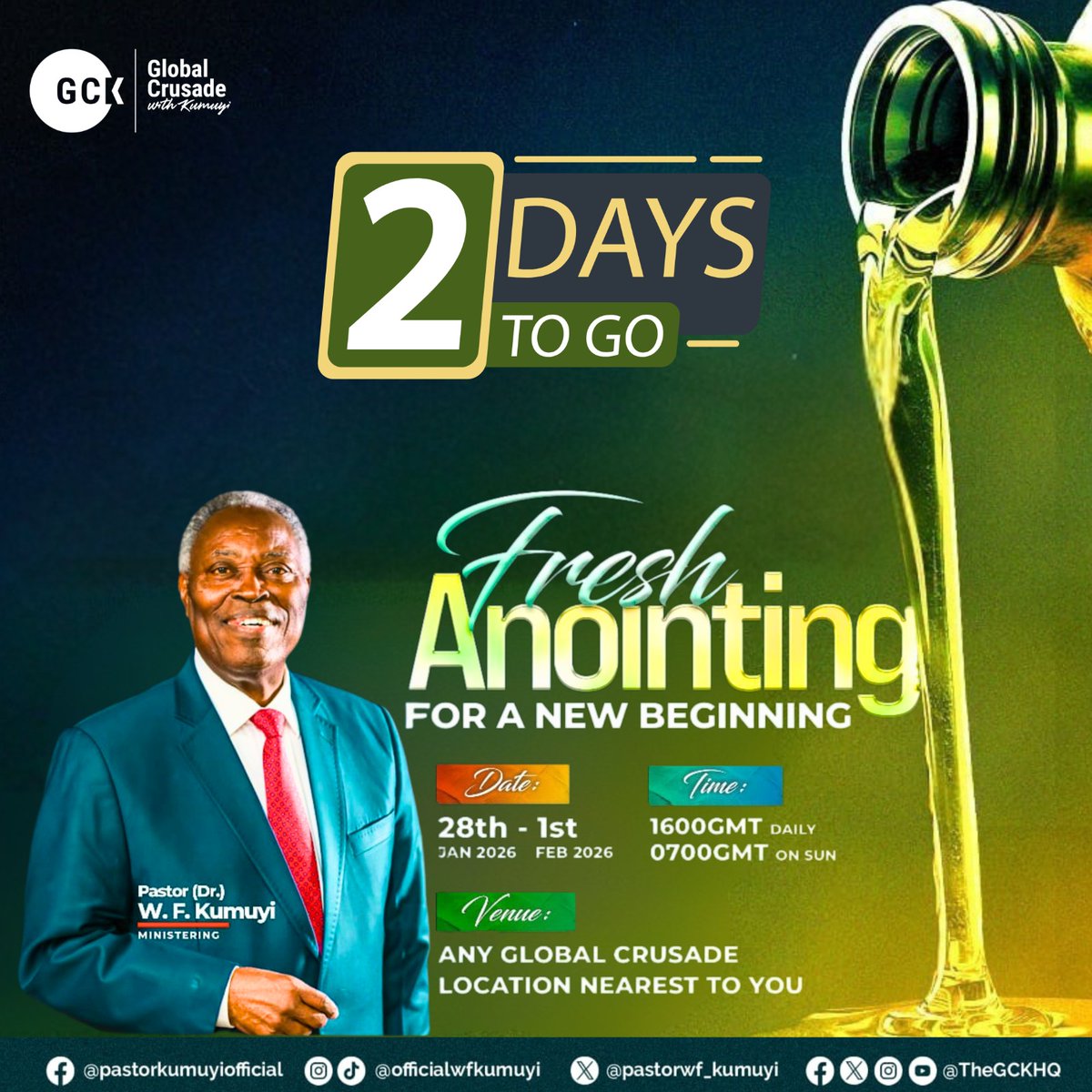 Dlcf_UofA's tweet photo. Just 2 days left for the fresh anointing. 3 days to empowerment and 5 days for a change 
Be there !!!

#GCKinUyo #FreshAnointing #PastorKumuyiinUyo #GCKAkwaIbom #GlobalCrusadeWithKumuyi #DCLMAKS https://t.co/udqDPi5RlG