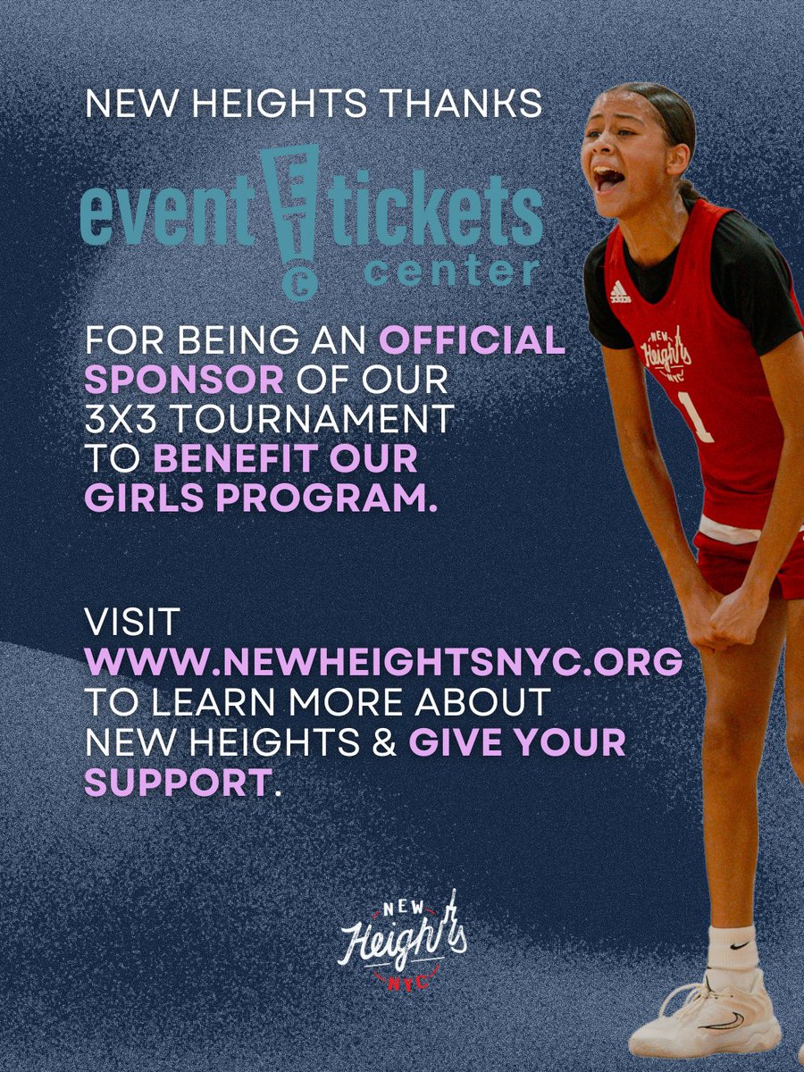 NewHeightsNYC's tweet photo. Event Tickets Center supports girls in sports 🙌🏽

New Heights thanks @eventticketsctr for being an official sponsor of our upcoming 3x3 Tournament on January 31st, which will see ALL proceeds going directly toward tools and resources for our girls program 🙏🏽 https://t.co/BCWE8j3zjk