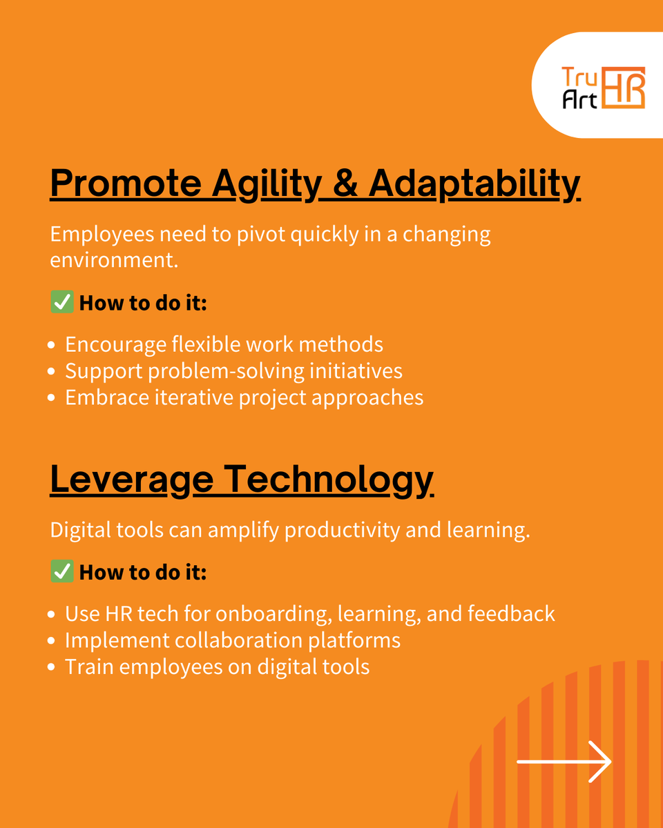 tru_art_hr's tweet photo. 7 Ways to Build a Future-Ready Workforce 

It doesn’t happen by accident.

It’s built with continuous learning, smart tech, strong leadership, and intentional planning.

Swipe to see how teams can adapt, innovate, and thrive 👉

#TalentStrategy #HRBestPractices #EmployeeGrowth https://t.co/bcIKOojSwn