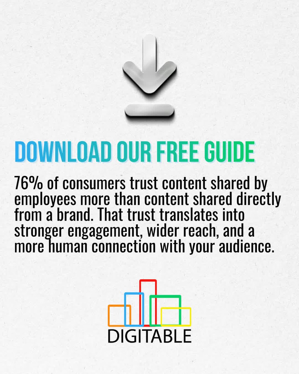 Your best brand advocates are already on your team.

Our free Employee Ambassador Guide shows how to build trust, boost reach, and empower employees to share your brand authentically: digitableco.com/employee-brand…
