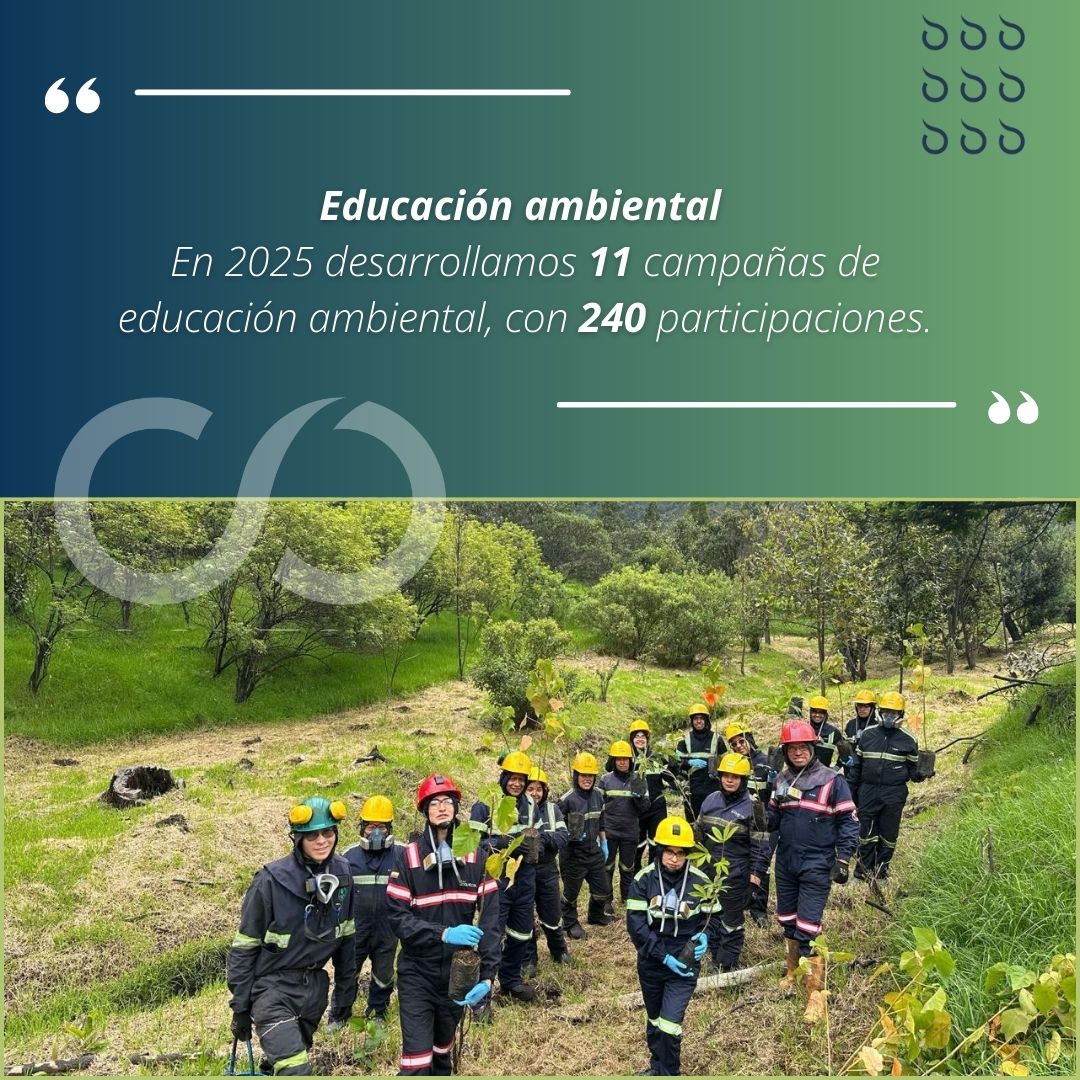 🌱 Educación ambiental 2025 🌎

En 2025 desarrollamos 11 campañas de educación ambiental, con 240 participaciones, fortaleciendo la conciencia y el compromiso de nuestros colaboradores con el cuidado del entorno.

💚 Cada acción cuenta cuando el compromiso es de todos.