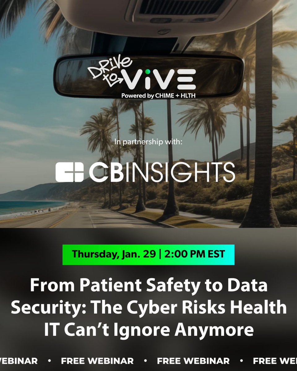 theviveevent's tweet photo. 🚨 Cyber risk is a patient safety issue.

Join us &amp; @CBInsights for, "From Patient Safety to Data Security: The Cyber Risks Health IT Can’t Ignore"

We’ll share where attackers are focused, how investment is shifting, and what leaders must prioritize ➡️ https://t.co/mpMssxll9q https://t.co/N6u9u2X2hU