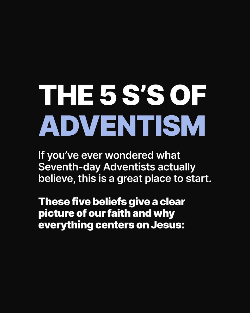 adventistchurch's tweet photo. If you’ve ever wondered what Adventists actually believe, this is a simple place to start.

The 5 S’s help explain our faith in a way that stays centered on Jesus, His work, His promises, and His return.

Share this post. https://t.co/QwExh0iUGH
