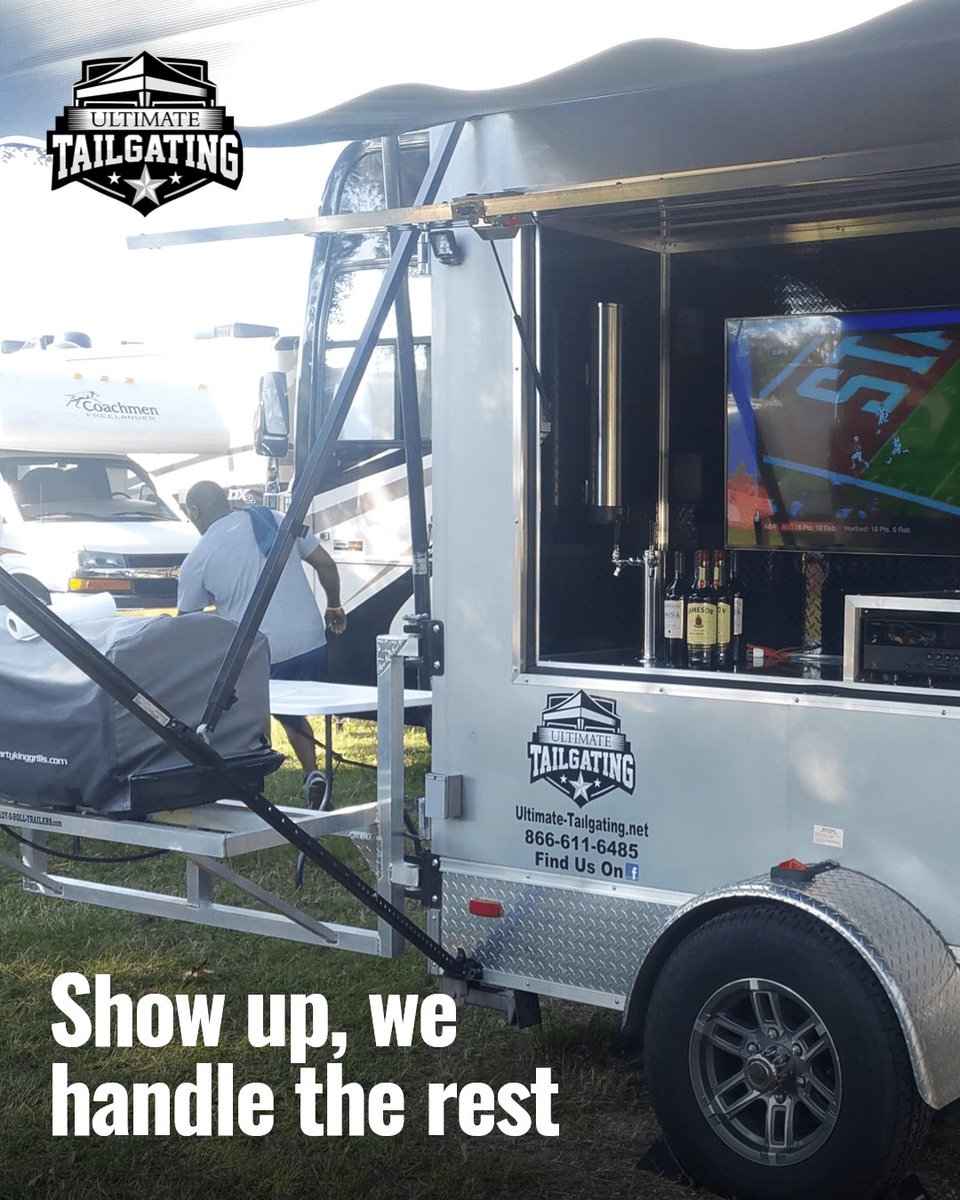 UltimateTailga1's tweet image. Think tailgating is all stress? Think again! Our all-in-one rentals handle everything—RVs, grills, TVs, bars—you just show up and party like a KING! Drop a comment to get started! #RVrental #BeUltimate #fun