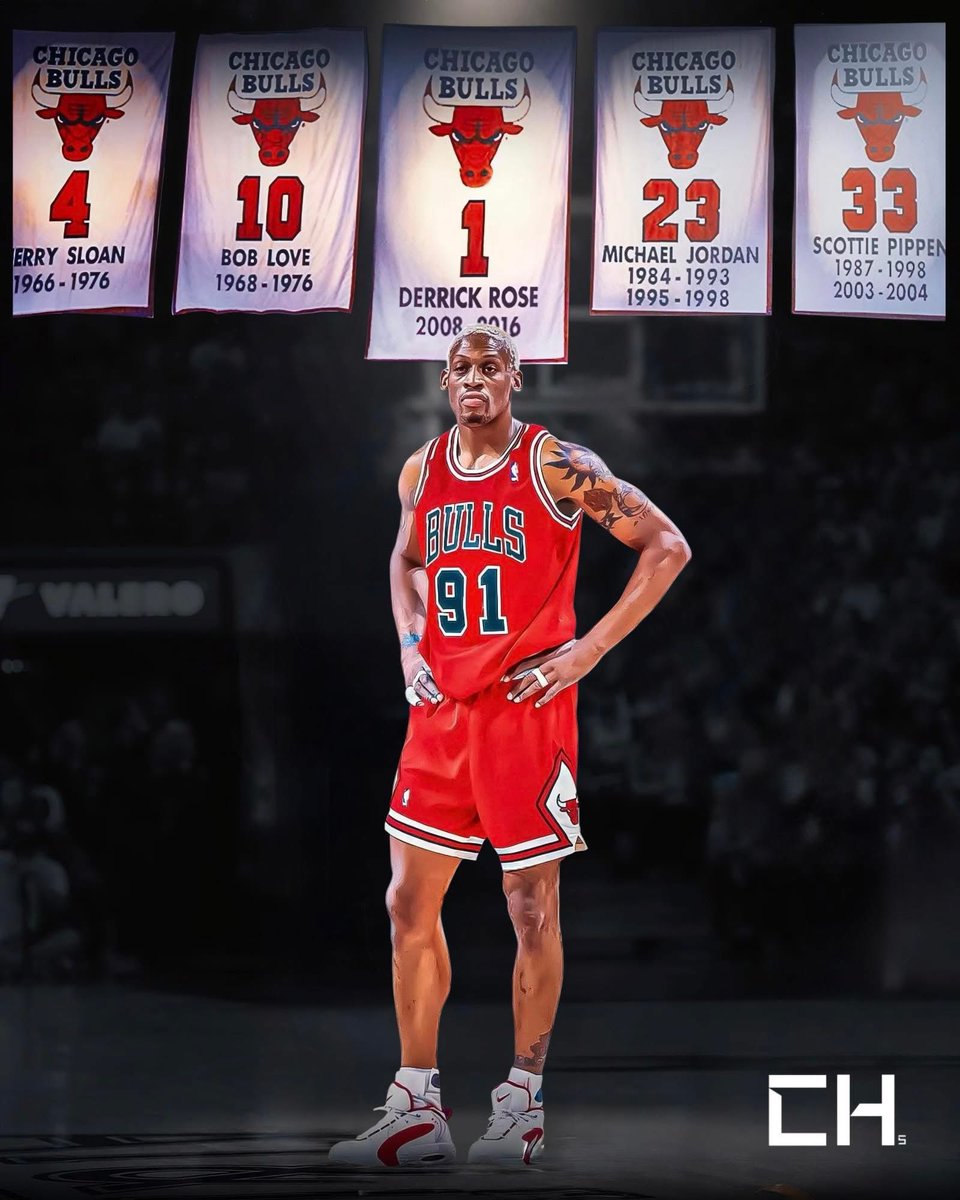 The fact that D ROSE's jersey was retired before DENNIS RODMAN's is insane! And Rodman is a champion. 3 with Chicago and two with Detroit. 

Happy for D Rose but Rodman deserves his flowers too 💯