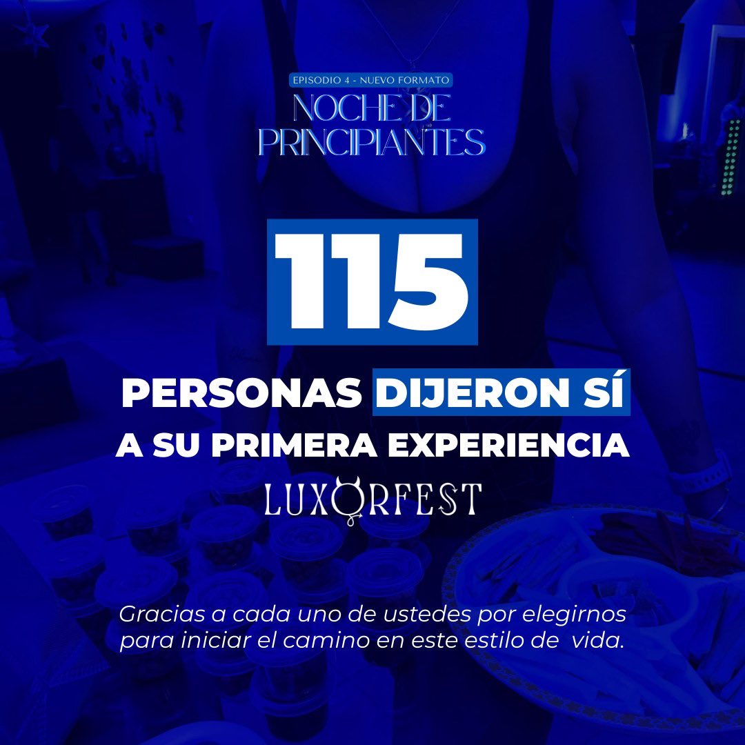 luxorfestok's tweet photo. ✨Gracias a las 115 personas que se animaron a cruzar el portal de sus fantasías y tuvieron su Primera Experiencia en el SW Lifestyle ⛓️💥
#Luxorfest #Swinger #mexicosw #Pareja https://t.co/6pEyLN0u1y