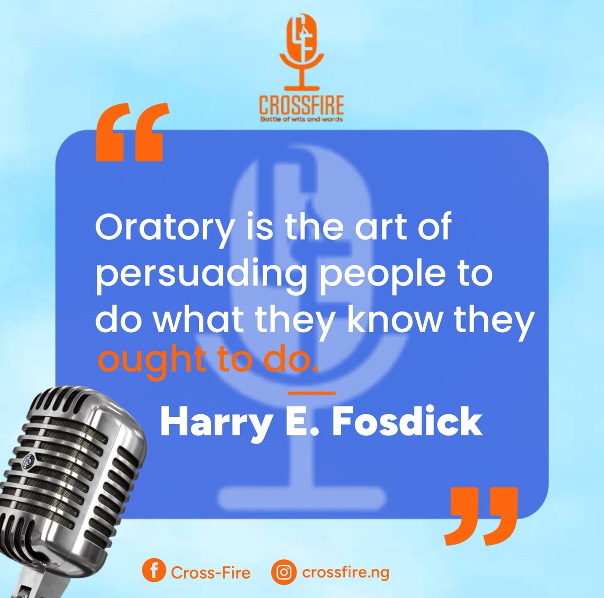 Isaacadekunle05's tweet photo. The art of speaking is about moving people to act on what they already know is right.

 As Monday closes, let your words carry strength and set the tone for the days ahead.

Have a lovely week ahead!

#publicspeakingcommunity #battleofwitsandwords #crossfire https://t.co/3WumfeeGz0