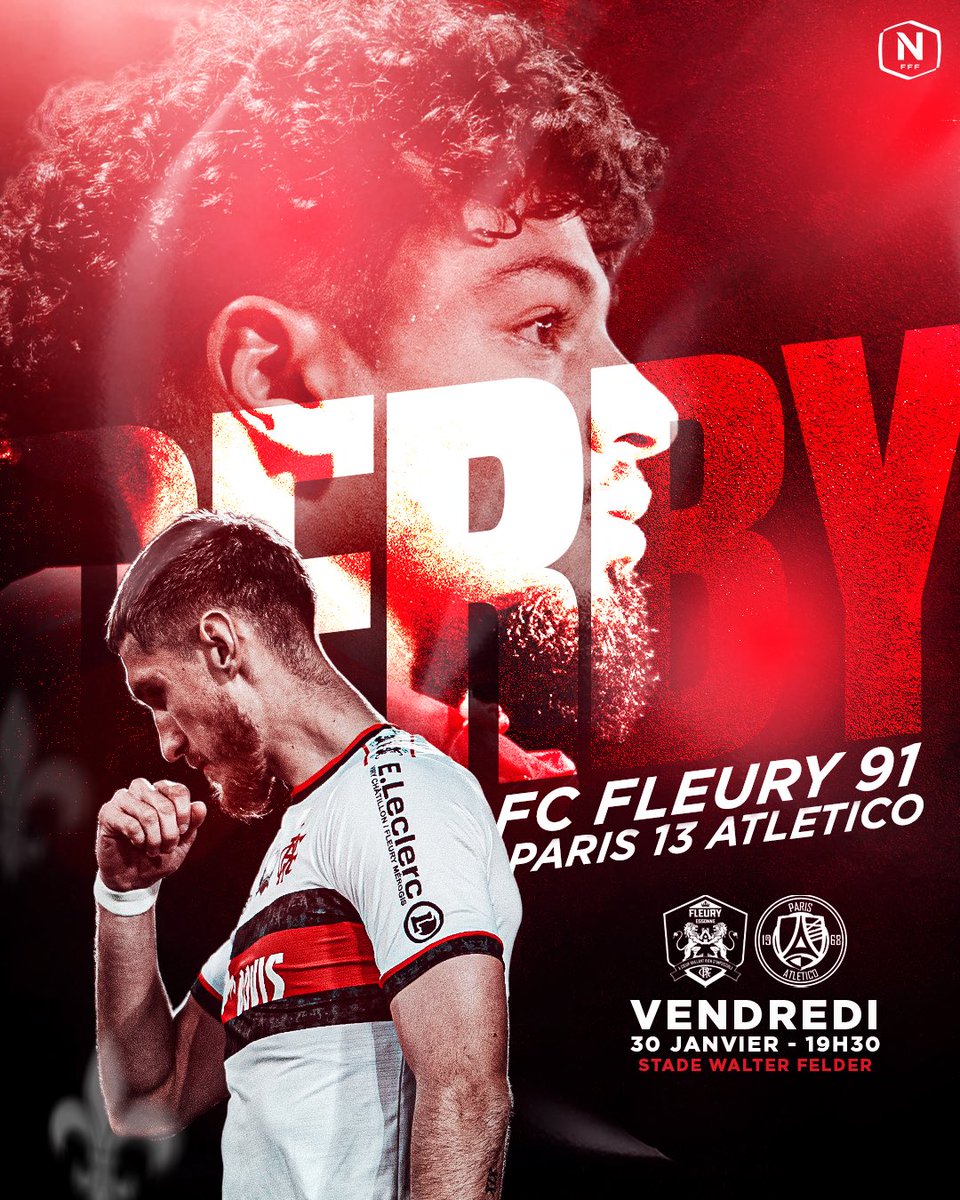 FCFleury91's tweet photo. 💥 𝐋𝐄 𝐃𝐄𝐑𝐁𝐘 𝐈𝐌𝐌𝐀𝐍𝐐𝐔𝐀𝐁𝐋𝐄 ⵑ 

FC Fleury 91 ⚔️ Paris 13 Atletico, c’est ce vendredi à 19h30 au Stade Walter Felder. 

🎟️ Le derby commence maintenant, ne tarde pas, 𝐩𝐫𝐞𝐧𝐝𝐬 𝐭𝐚 𝐩𝐥𝐚𝐜𝐞 : https://t.co/HjAX4xnhSI

#VivezLeMoment✨ https://t.co/9B0jqO0FoF