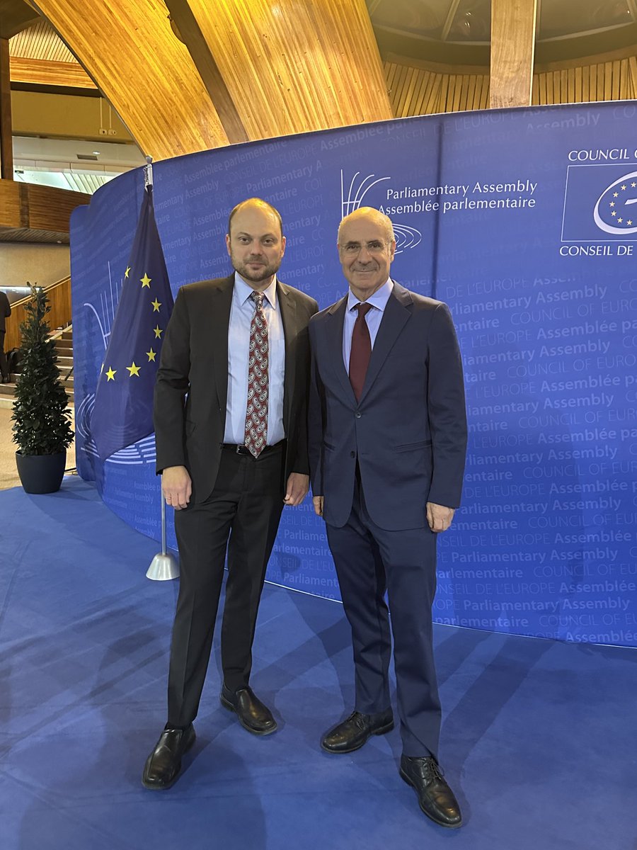Billbrowder's tweet photo. Very proud of my friend ⁦@vkaramurza⁩ who is now officially representing the Russian opposition at the Parliamentary Assembly of the Council of Europe. The Putin regime is not allowed in but political dissidents like Vladimir now have a formal seat at the table. https://t.co/Y1BQnzpwpJ