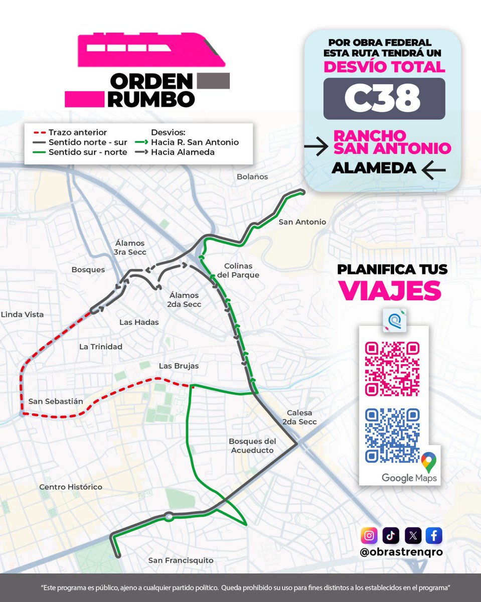 🚨Aviso importante

A partir de hoy, la ruta C38 presenta modificaciones en su recorrido. Te invitamos a seguir la señalización y planear tu traslado con anticipación.

¡Gracias por tu comprensión!