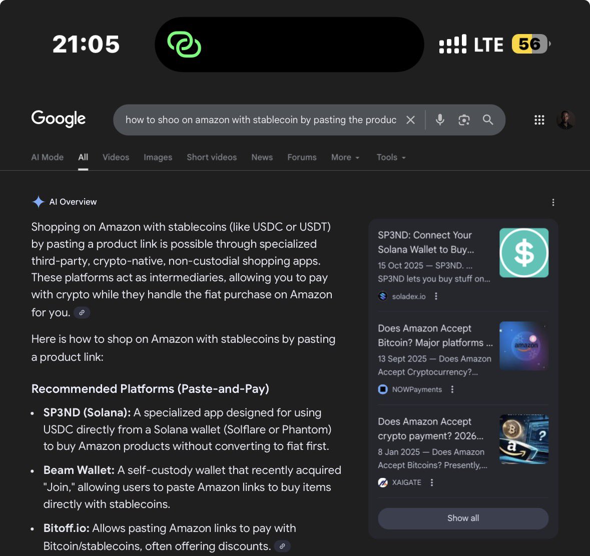 Searched “how to shop on Amazon using stablecoin by pasting the product  link” Result ?? You know it already @SP3NDdotshop