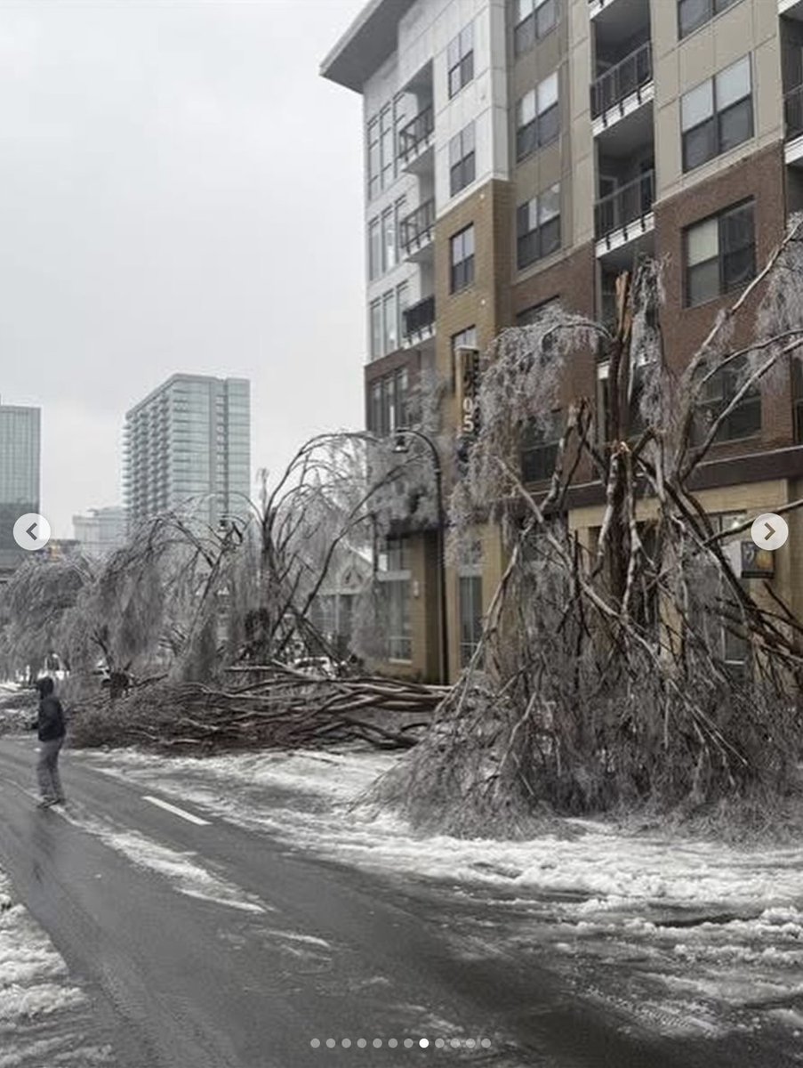 In Nashville we are in the wake of a historic snow/ice storm. Trees down on cars &amp; houses, over 100 elec poles have snapped, impeding the Linemen working even as more trees are falling. I want to thank ALL Linemen! We appreciate all you do 4 us. Be safe we are thinking of you. x