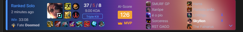 APENAS 37 Kills do Melhor Samira do Mundo <a href="/lordgu89/">Gustavo</a> XD