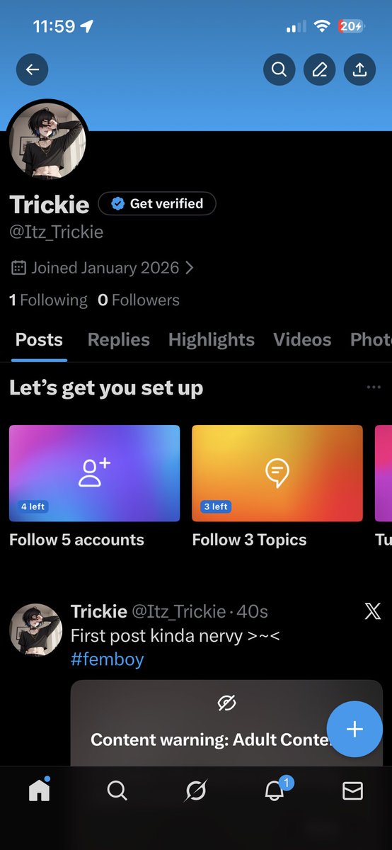 masked_trinity's tweet photo. Haiii I’m back kinda! I made a new account since this one is shadow banned make sure you follow @Itz_Trickie for more of me >~< https://t.co/IYWGXyckEY