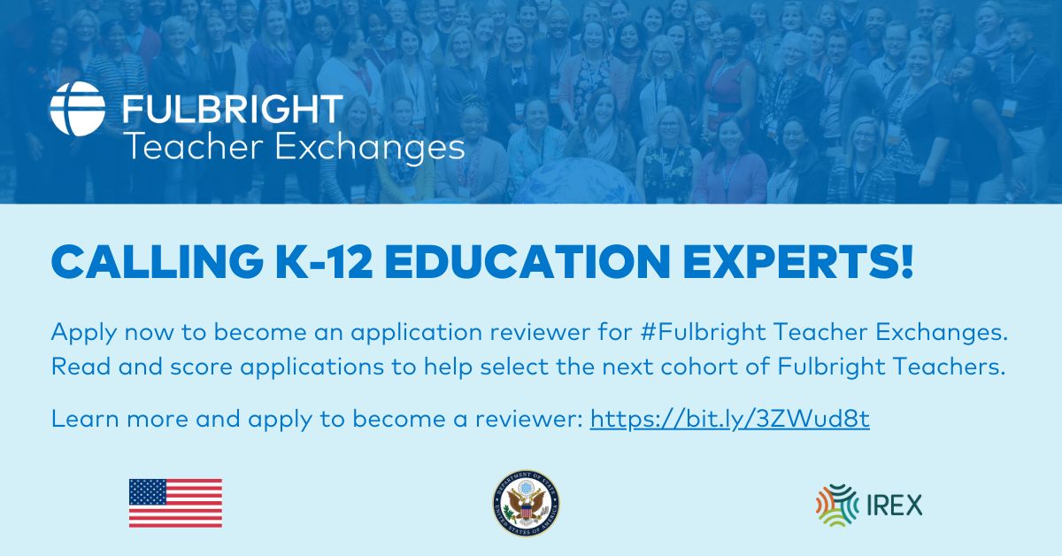 opportunitiesfy's tweet image. 🌍 Become a Fulbright Teacher Exchanges Reviewer!
Gain global education insight, professional growth &amp;amp; $250 honorarium.
🗓 Apply by Mar 1, 2026
🔗 wp.me/p23f03-iQD
#FulbrightTeacherExchanges #K12Education #TeacherOpportunities #ProfessionalDevelopment