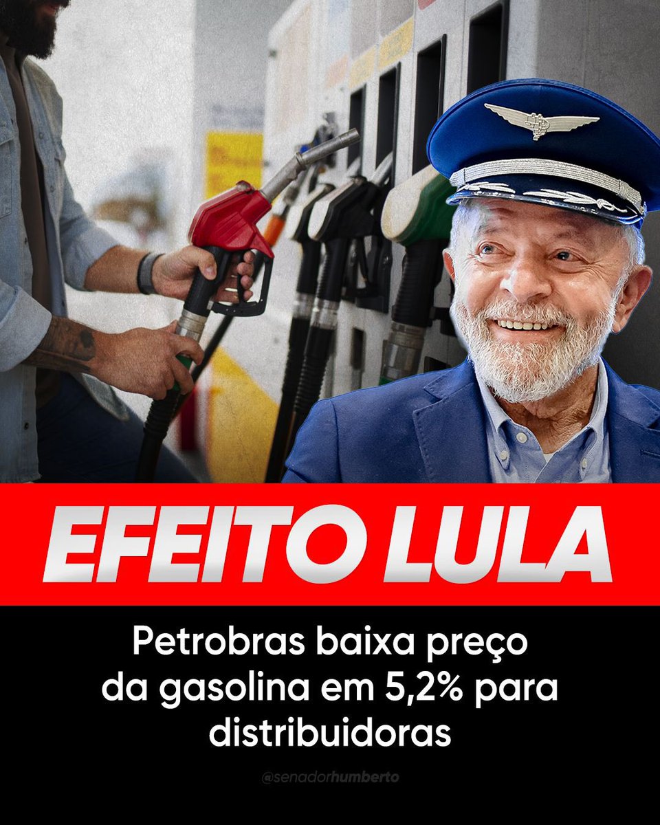 senadorhumberto's tweet image. Sob gestão do governo Lula, Petrobras fortalece seu compromisso com o país. Primeira redução de 2026, de R$ 0,14/litro, uma queda de 5,2%. É mais uma boa notícia para o nosso povo. Simbora seguir avançando que tem mais coisa boa vindo aí!