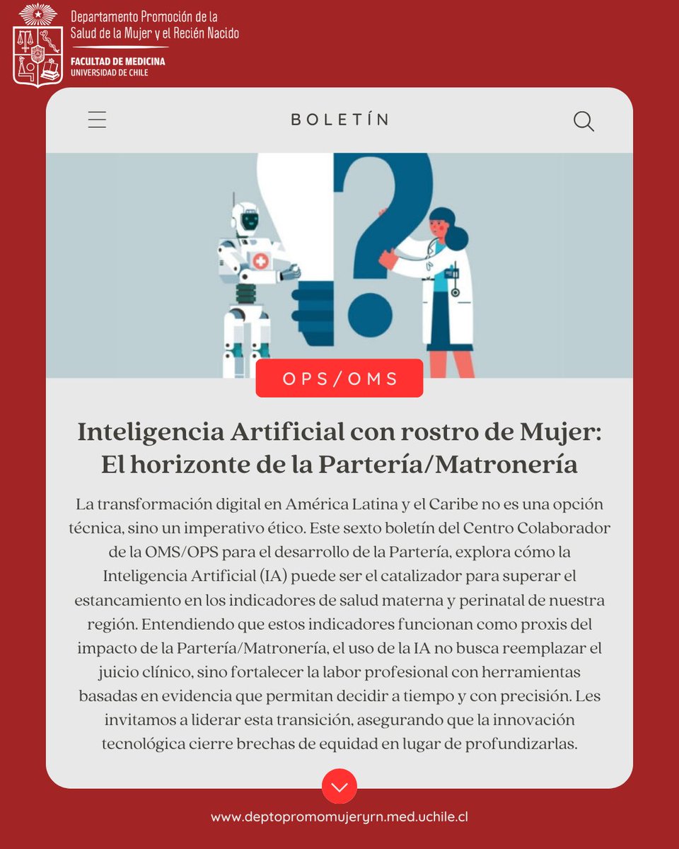 ✨ Nuevo Boletín OMS/OPS – Edición N°6 ✨
Inteligencia Artificial con rostro de mujer: el horizonte de la Partería/Matronería.