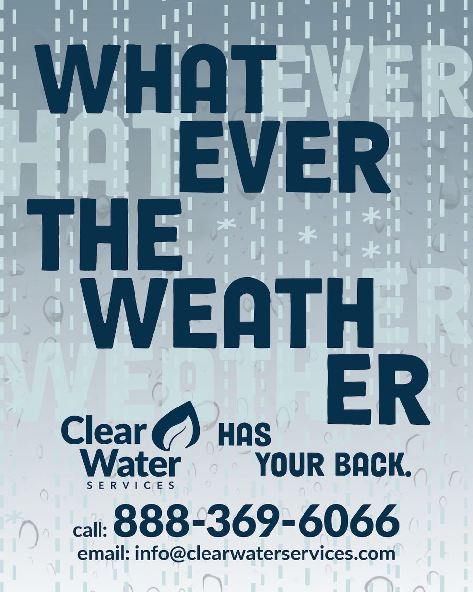 _CWServices_'s tweet photo. Sun today. Storm tomorrow. Snow next week?

Clear Water Services partners with you to stay ahead of changing weather, protect your site, and meet permit requirements without disruption.

Whatever the forecast, we’ve got you covered.

#stormwatertreatment #stormwater https://t.co/ajyjRsTci8