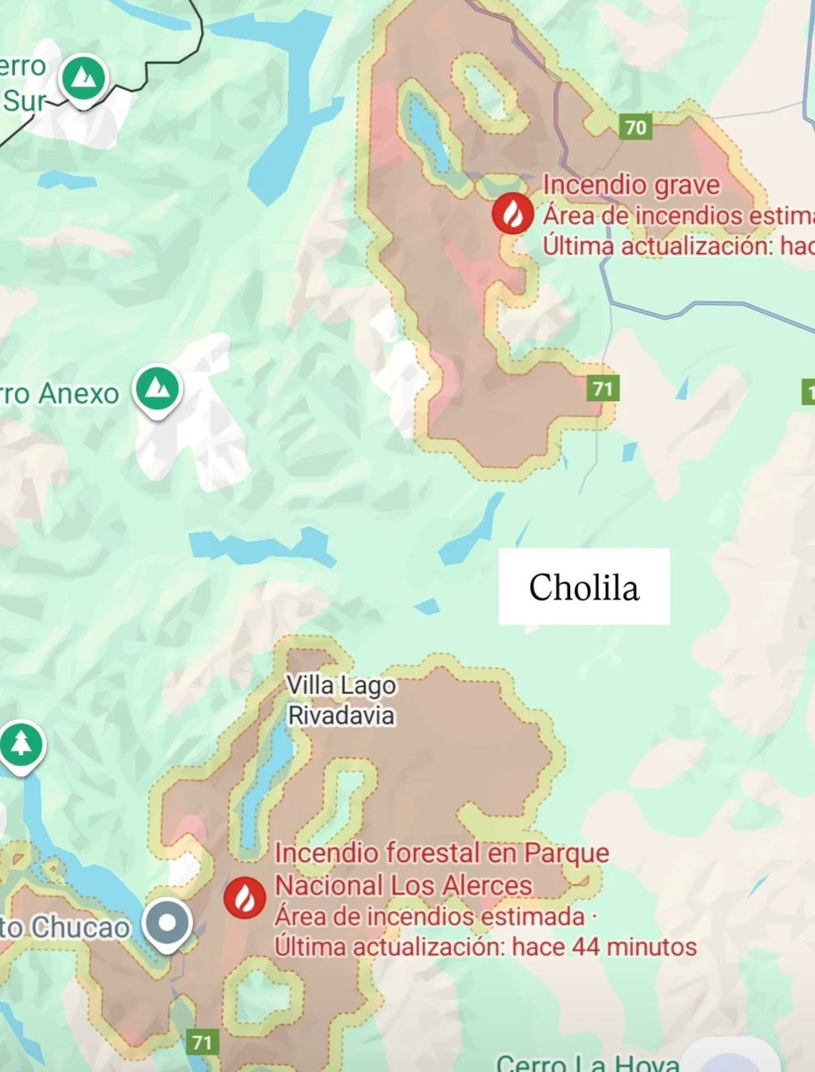 juanelegonzalez's tweet photo. Cuentan en Chubut que es dramática la situación en Cholila: dos frentes de incendio están a solo 3 km del pueblo

Desde allá piden declarar la emergencia nacional en la zona https://t.co/YKM6wM4LGm