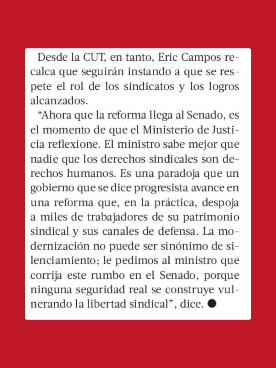 Eric Campos Sec. General CUT tweet media