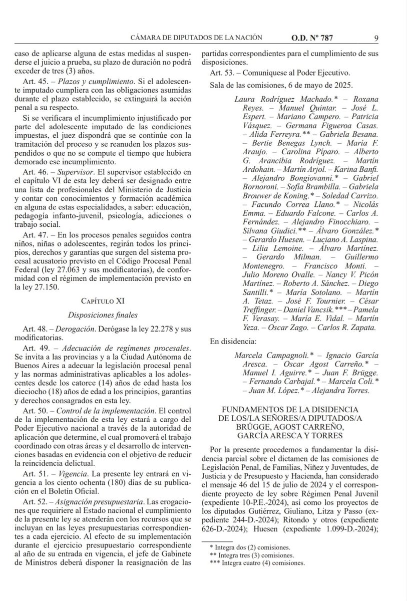 ddeurieta's tweet photo. Hola.

Vengo a recordarles que el dictamen del Régimen penal juvenil impulsado por el Gobierno de Milei (firmado en mayo del '25) se financia igual que la Emergencia en Discapacidad que Milei vetó e incumple (por no especificar de dónde salen los fondos para su financiamiento). 

Es decir, se faculta al jefe de Gabinete a reasignar "partidas correspondientes para el cumplimiento de sus disposiciones".

No me creen?  Art. 52. Menos mal que no prosperó la Ley de "Compromiso nacional para la estabilidad fiscal y monetaria" porque iban todos presos.

Acá se los dejo: