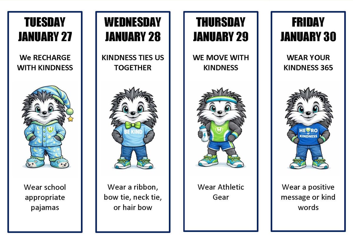 Kindness Week spirit days will start tomorrow with pajamas! #HWES