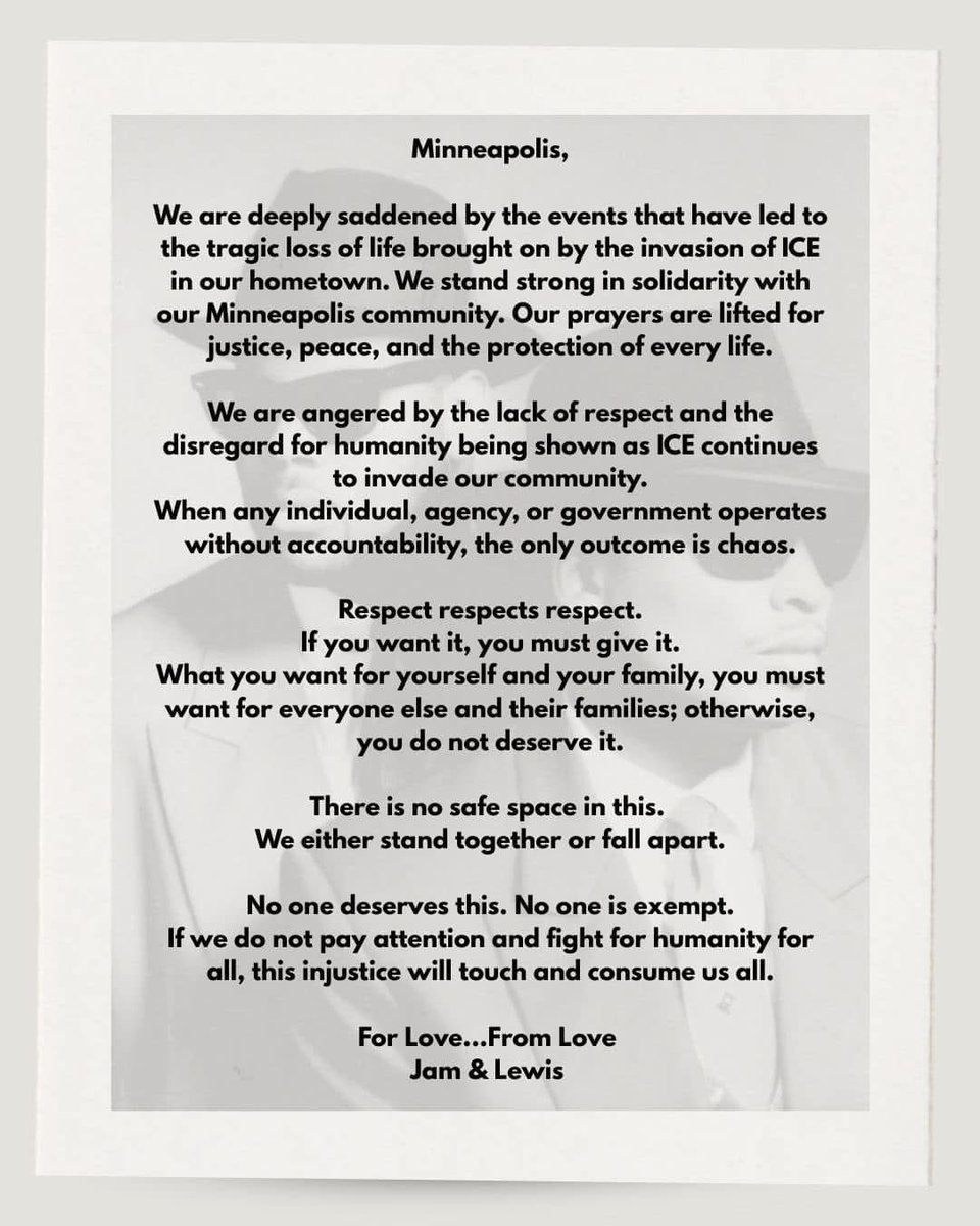 Jimmy Jam and Terry Lewis released an official statement on the current situation in the U.S., particularly in Minneapolis. The duo built their careers in the city and helped shape the Minneapolis sound, pioneered by Prince in the 70s.