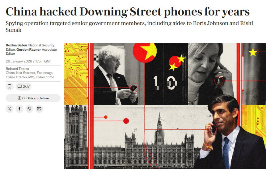 SavchenkoReview's tweet image. 🇨🇳 China-linked hackers secretly accessed the mobile phones of senior Downing Street officials between 2021 and 2024, exposing private calls, texts and location data, - The Telegraph 

Aides to Boris Johnson, Liz Truss and Rishi Sunak were targeted, and the breach may still be…