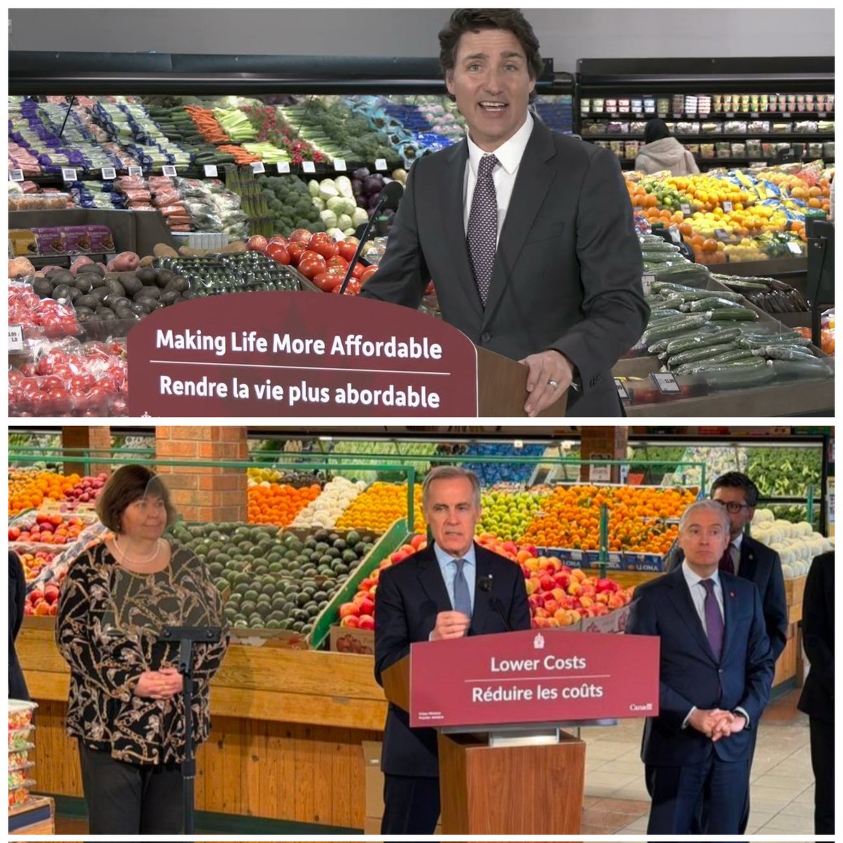 Hiding the prices behind you at Press Conference because groceries are still too expensive in Canada 

Same dirty moves as our previous leader

I can't stand these Liberals 

It's a never ending bullshit cycle with them