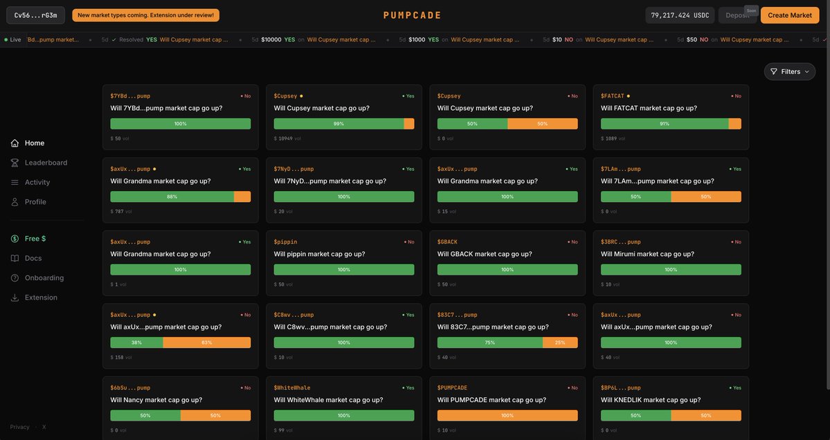 PopPunkOnChain's tweet image. New @pumpcade beta build is live.

I'm actively sending out 50-100 beta access codes via DM right NOW.

Polymarket/Kalshi volatility markets will be enabled as soon as the updated Pumpcade Browser Extension is approved in the Chrome Web Store.