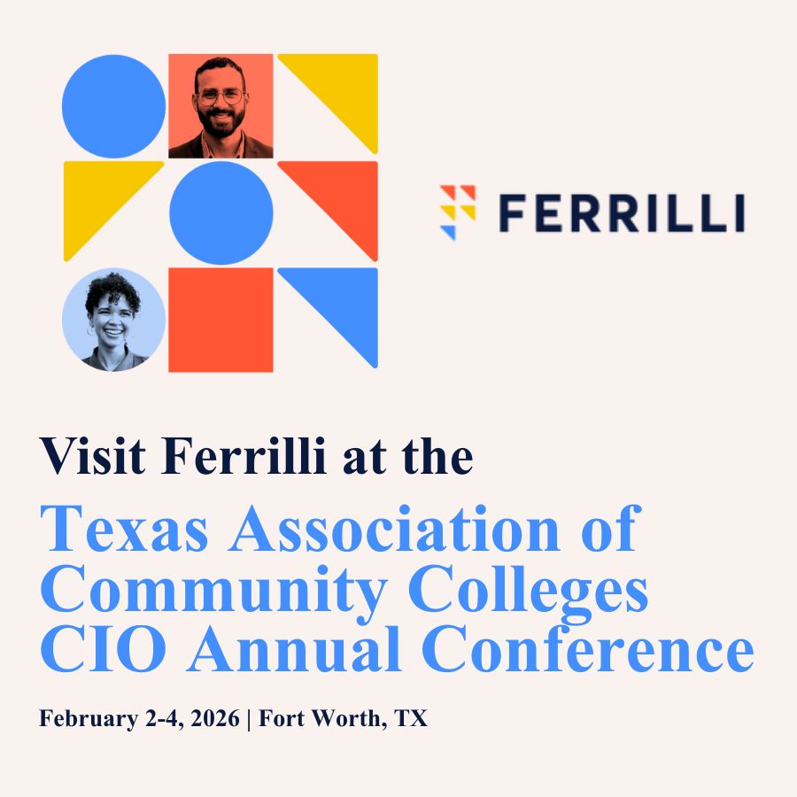 Ferrilli1's tweet photo. We'll be at the TACC CIO Annual Conference next week in Fort Worth, TX!
We look forward to connecting with higher education leaders and continuing the conversation around strategic technology initiatives. If you'll be there, make sure to say hi!👋
#HigherEdTech #StudentSuccess https://t.co/X8toPaiVU1