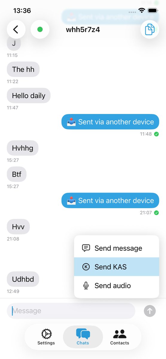 vsmirn0v's tweet image. Hey kaspa fans! Beta version of Kasia messenger native ios swift app is ready! Send me your apple id's if you want to check it out in test flight