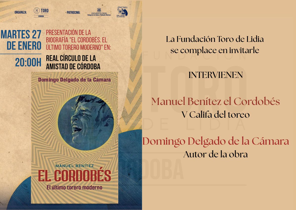 Nos vemos mañana 
<a href="/ftorodelidia/">Fundación Toro Lidia</a> 
<a href="/FranciscoGordn1/">Francisco Gordón</a> 
<a href="/RealCirculoAmis/">Real Círculo de la Amistad</a> 
<a href="/MarketingToros/">Al Toro Por los Cuernos</a> 
<a href="/cultura_cordoba/">Cultura Córdoba</a> 
<a href="/de_grana_y_oro/">De Grana y Oro</a>